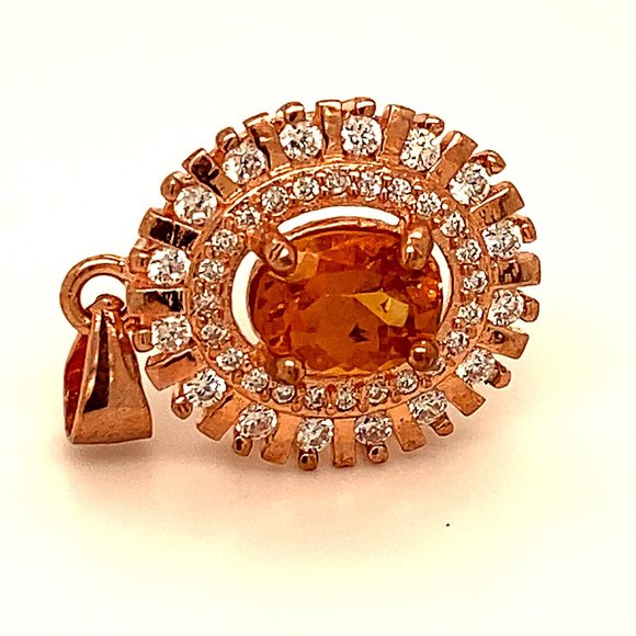 Hessonite 1.15ct Rose Gold Finish Silver Pendant - Picture 1 of 6